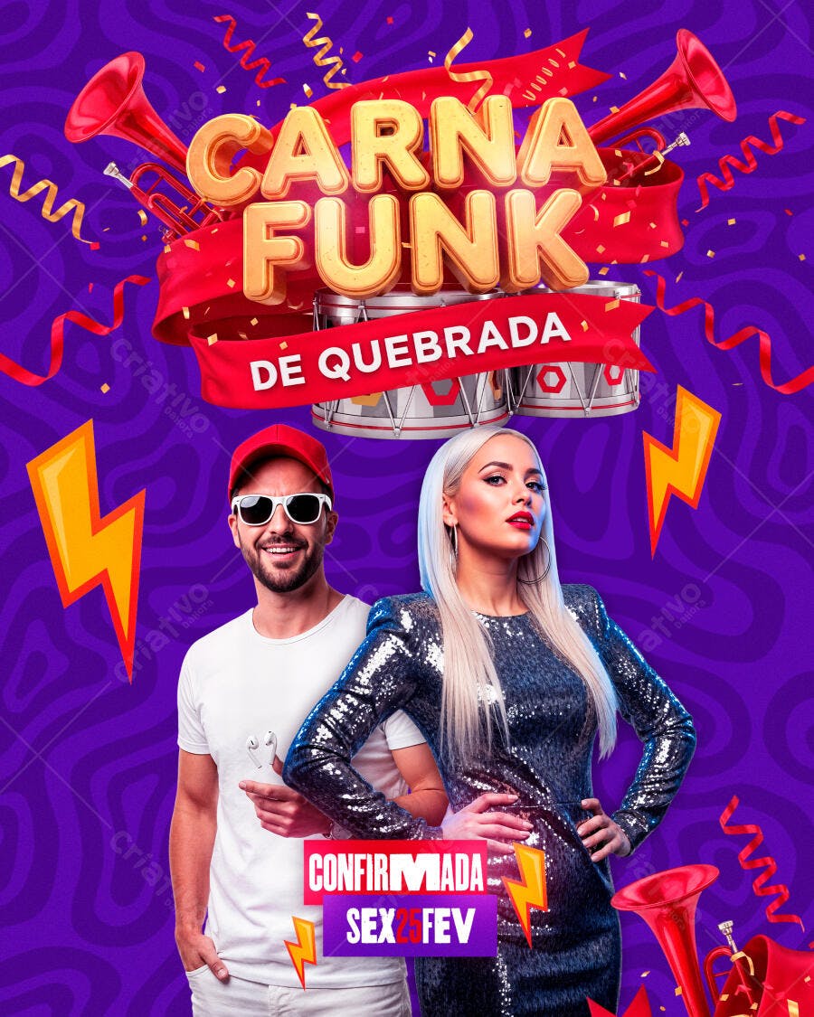 Post Instagram Carnafunk de Quebrada Fevereiro PSD Editável