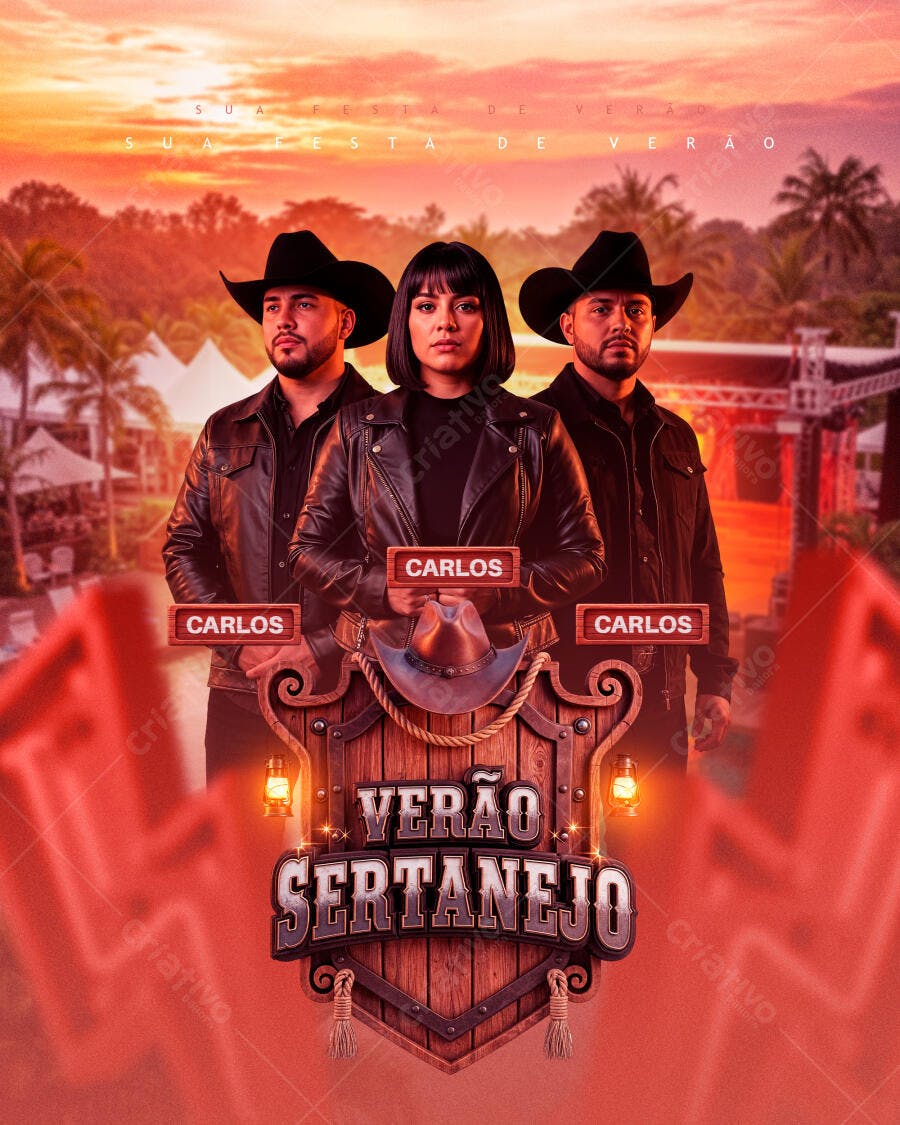 Flyer Verão Sertanejo Festa Country PSD Editável