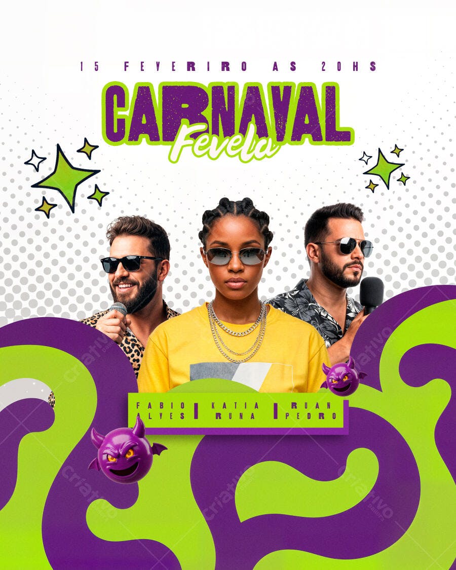 Flyer Carnaval Favela Fevereiro PSD Editável