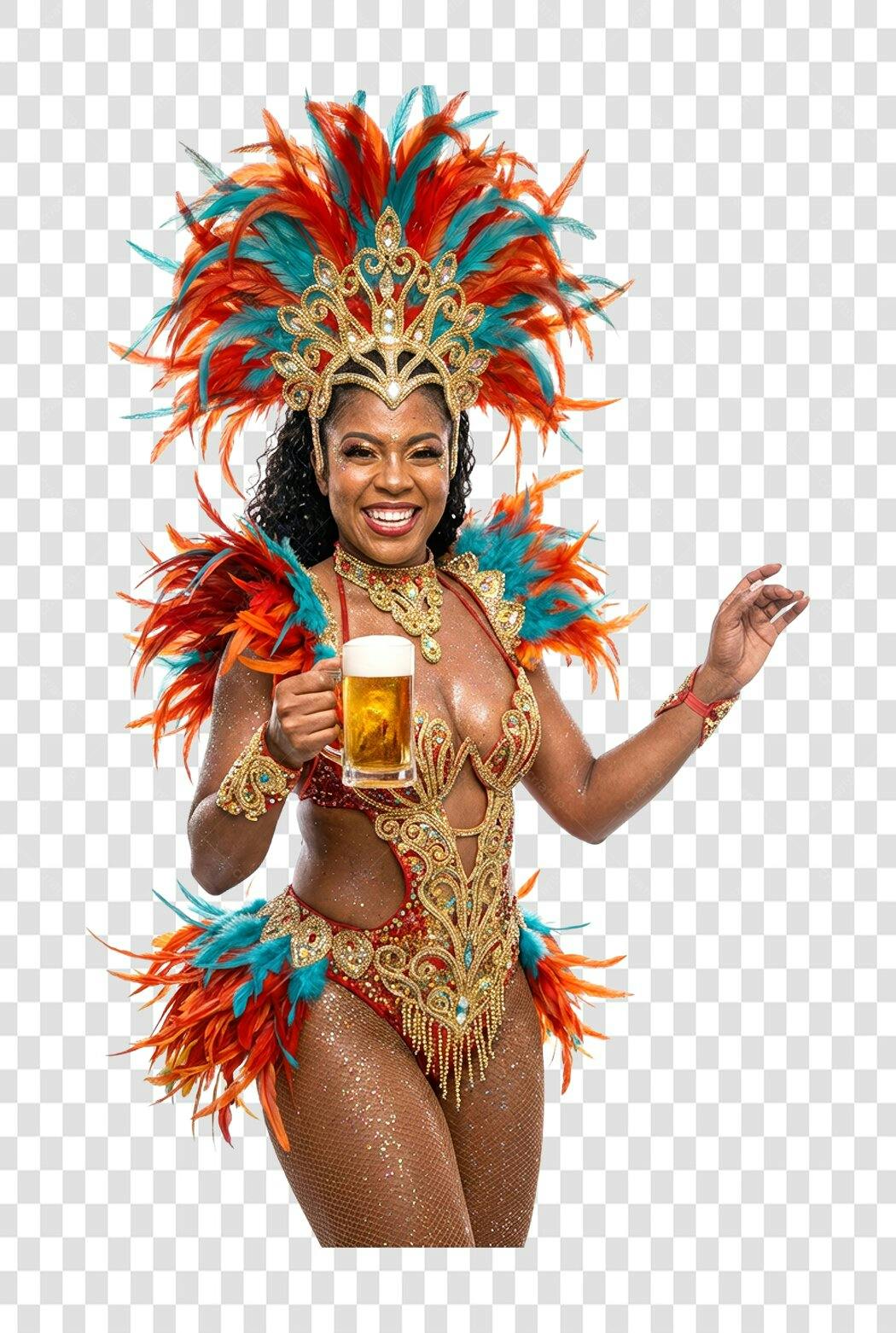 Foto Recortada Mulher Fantasia Carnaval Fevereiro Cerveja PNG Fundo Transparente