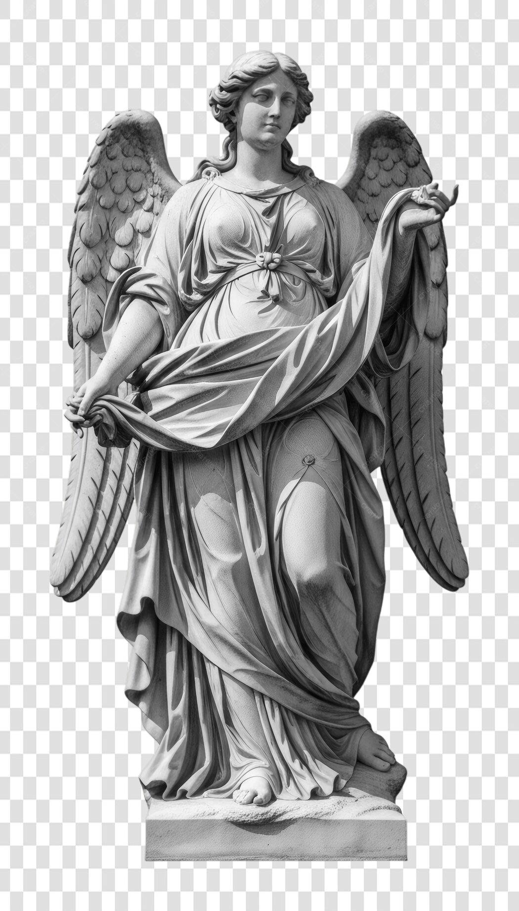 Foto Recortada Estátua Anjo Clássico Grego PNG Fundo Transparente