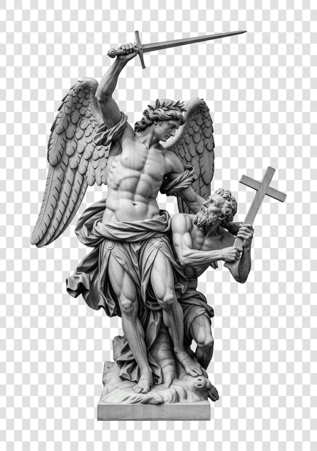 Foto Recortada Estátua Anjo São Miguel Arcanjo PNG Fundo Transparente