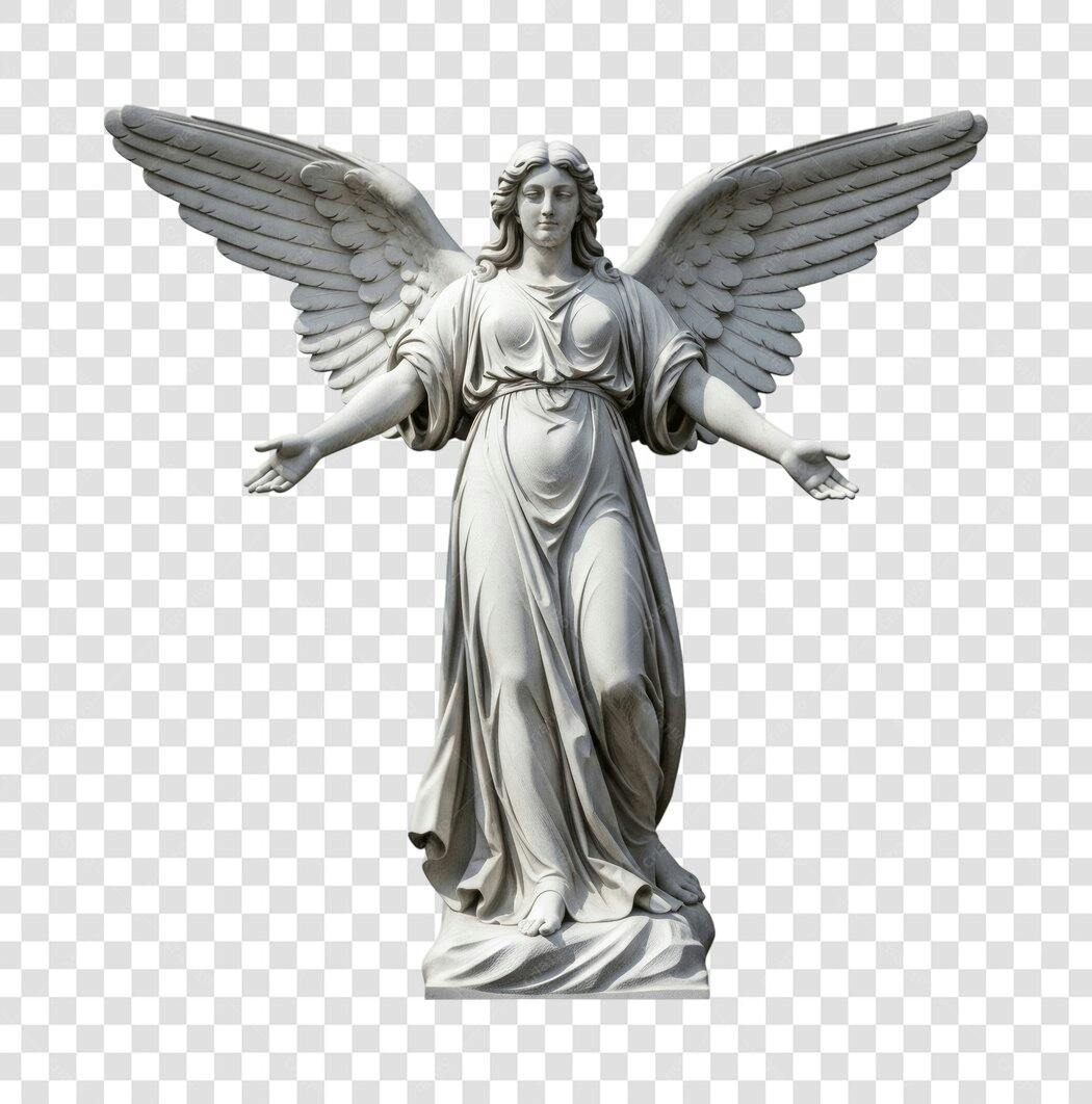 Foto Recortada Estátua Anjo Branco PNG Fundo Transparente