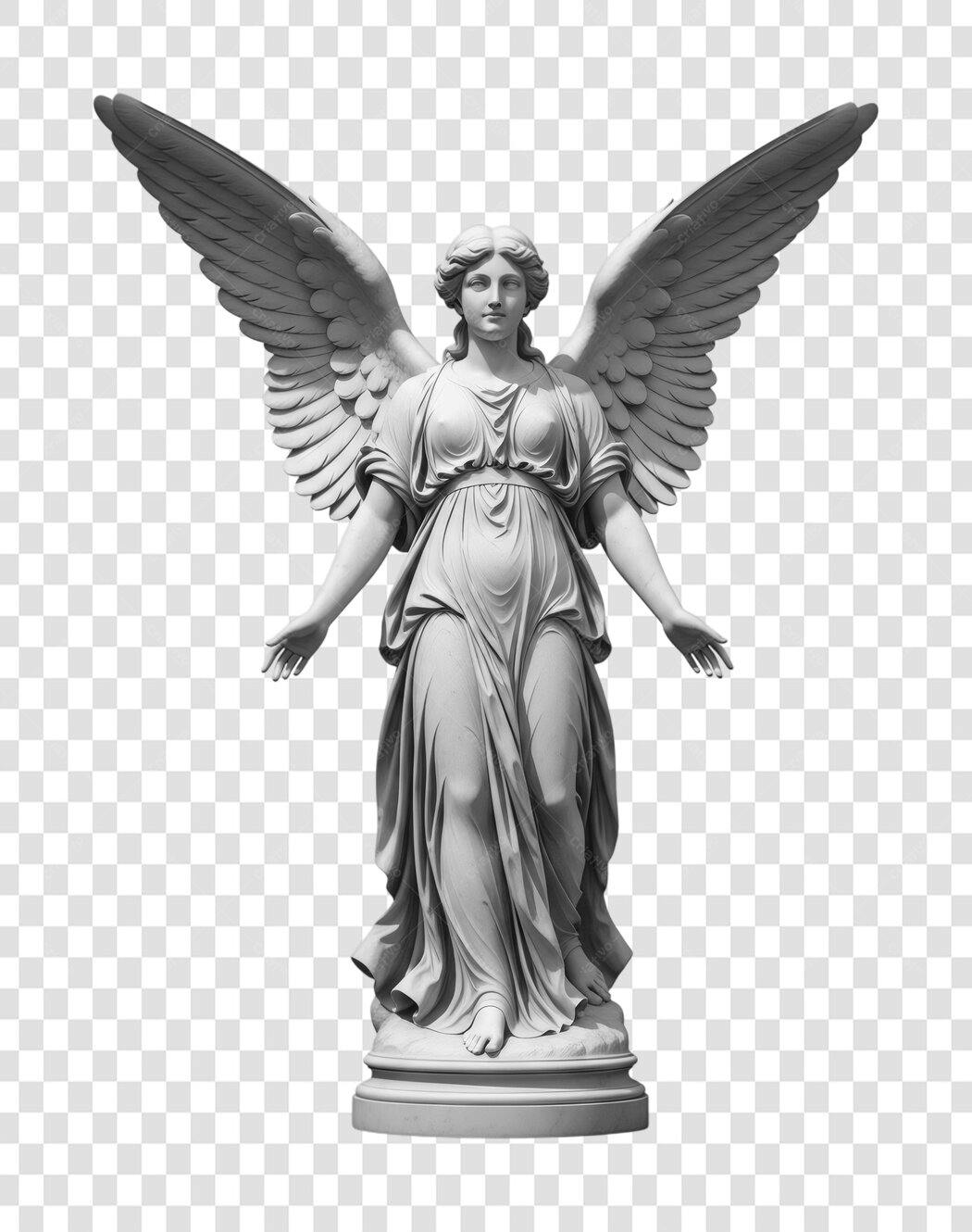 Foto Recortada Estátua Anjo Monumento Antigo PNG Fundo Transparente