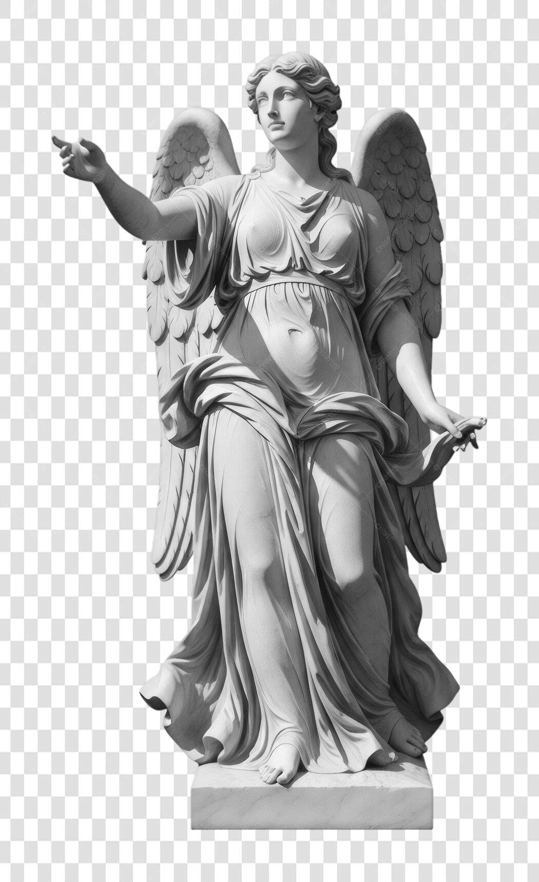 Foto Recortada Estátua Anjo Clássico Grego PNG Fundo Transparente