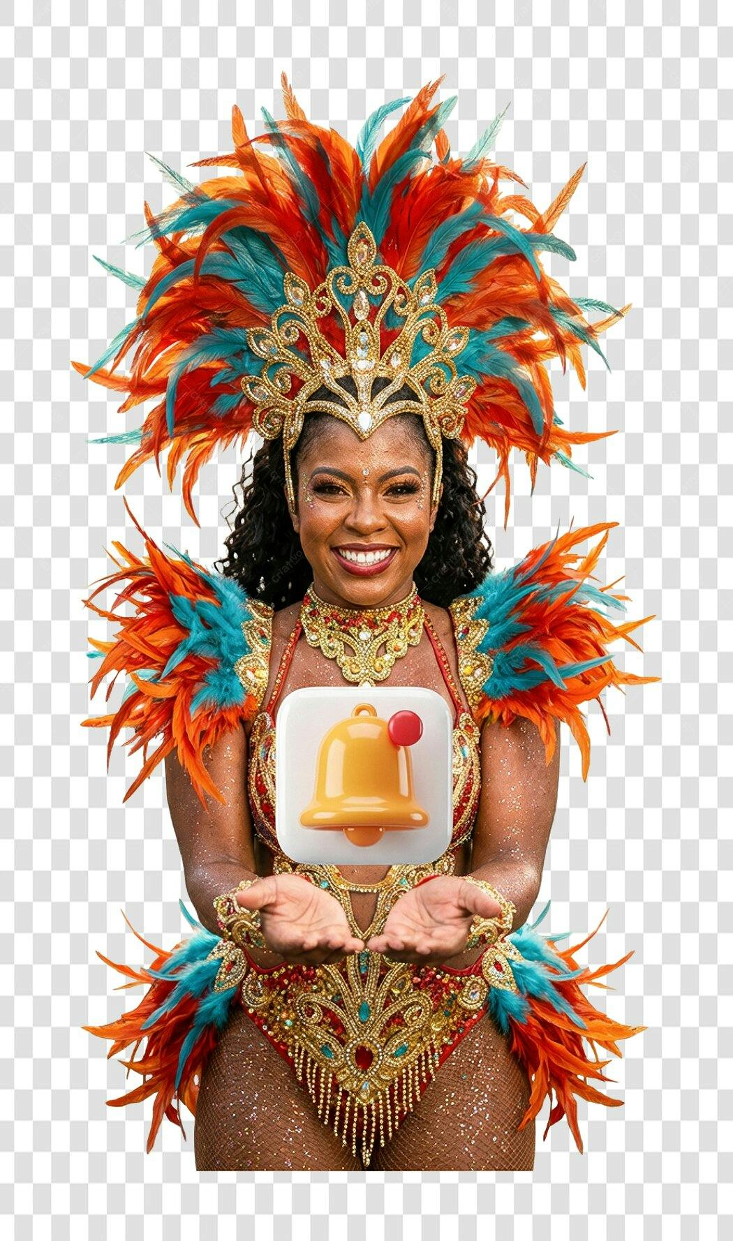Foto Recortada Mulher Carnaval Fantasia Sino Notificação PNG Fundo Transparente