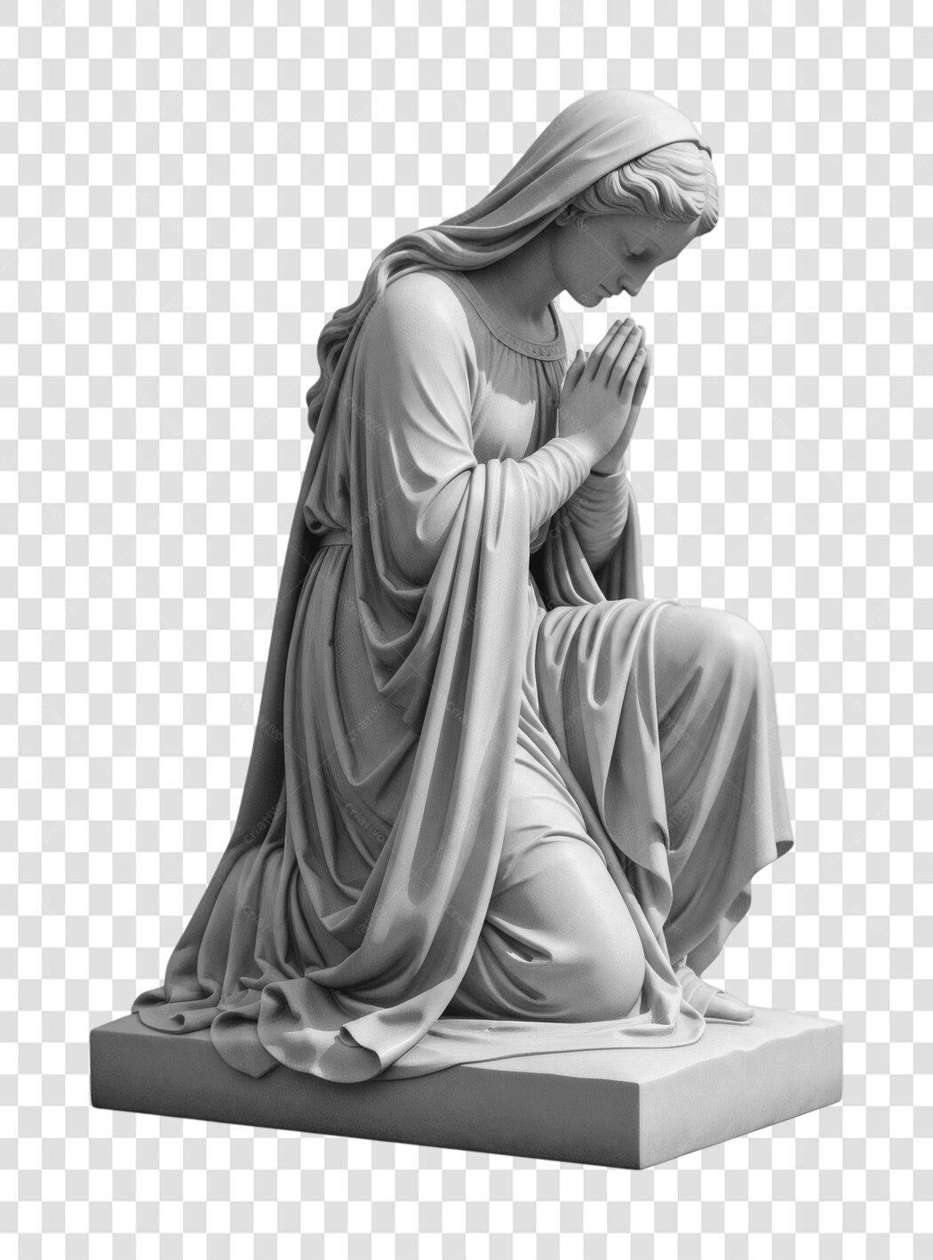 Foto Recortada Estátua Virgem Maria Rezando PNG Fundo Transparente