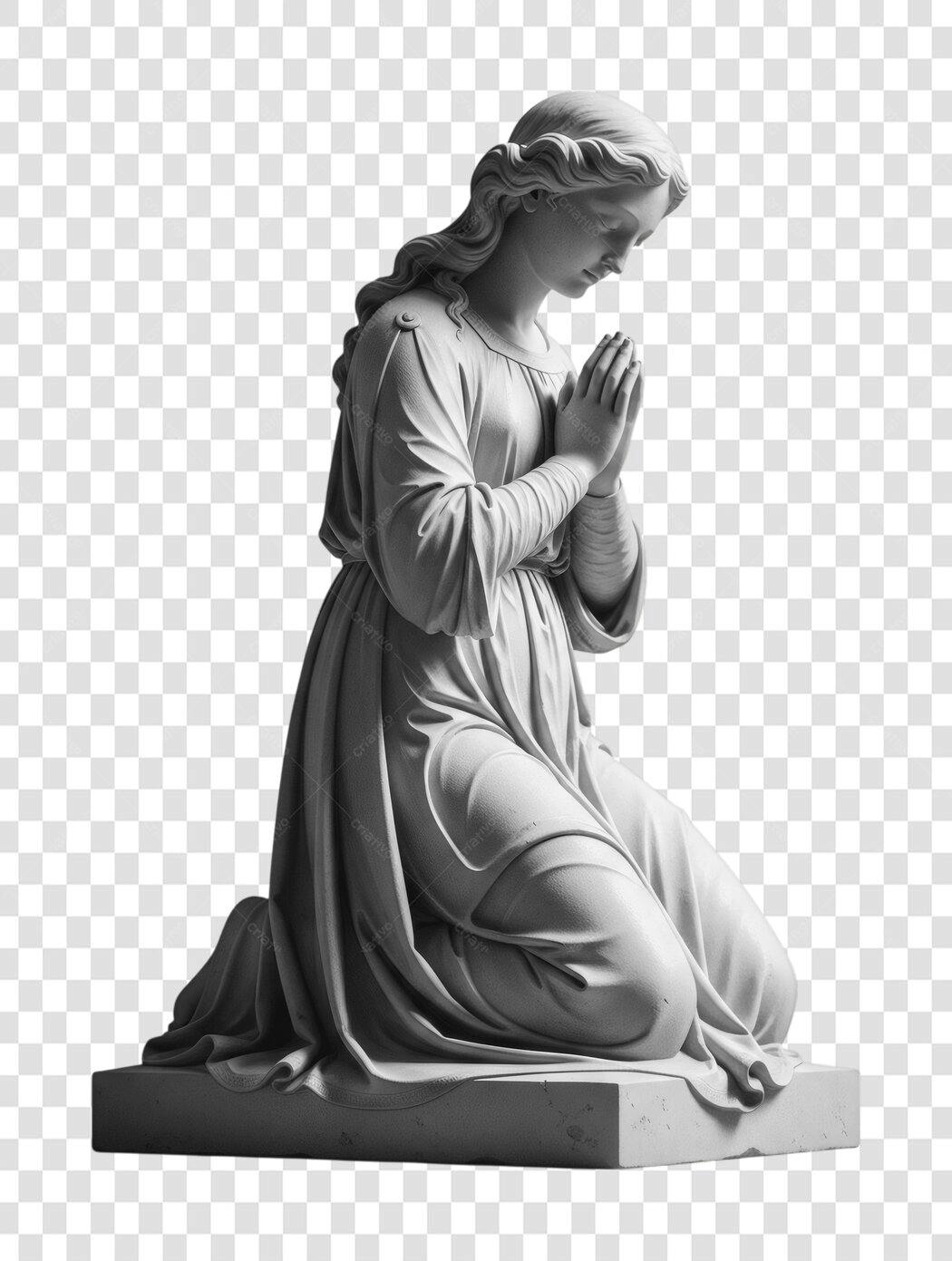 Foto Recortada Estátua Mulher Rezando PNG Fundo Transparente