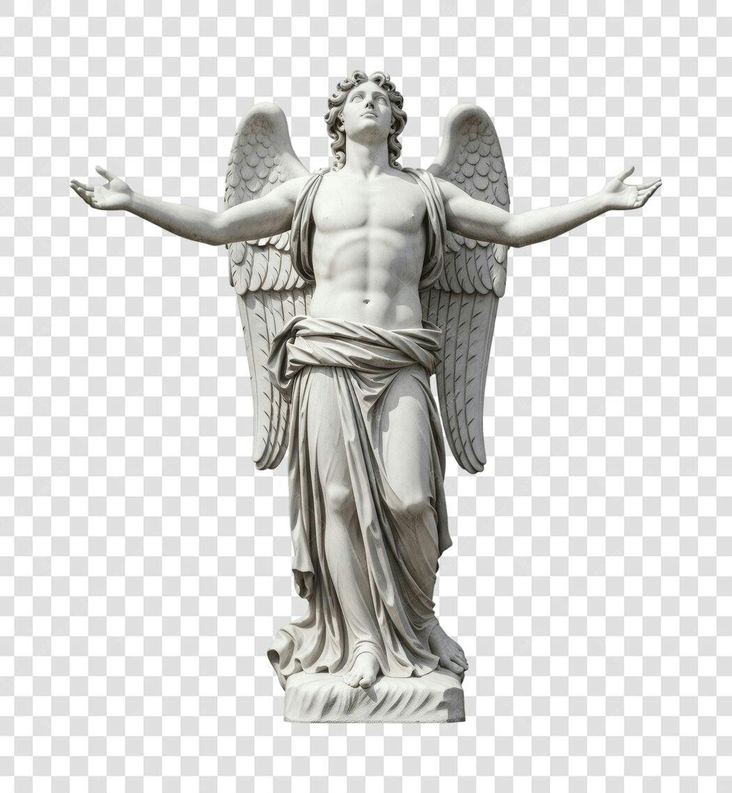 Foto Recortada Estátua Anjo Clássico Branco PNG Fundo Transparente