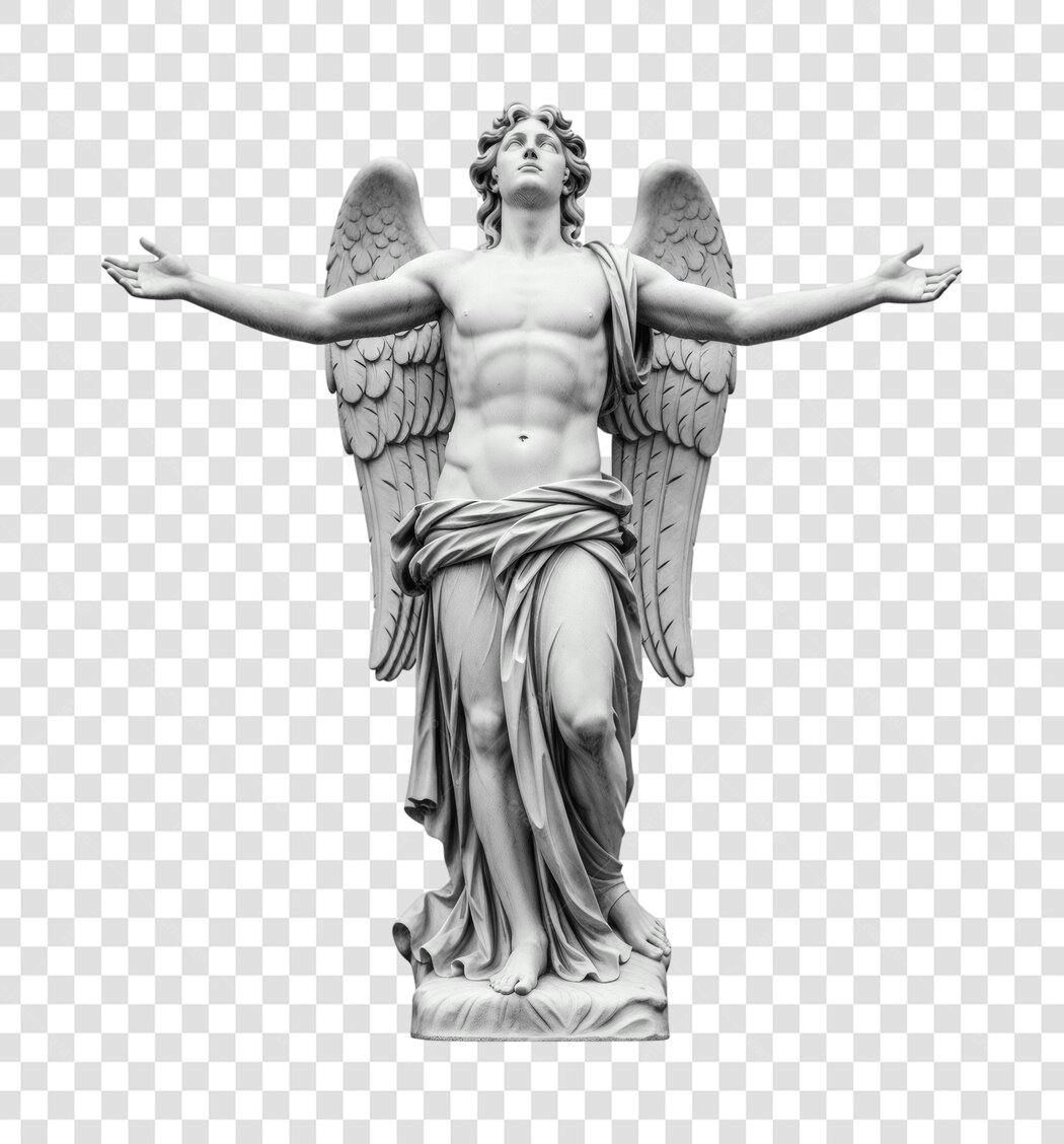 Foto Recortada Estátua Anjo Clássico Grego PNG Fundo Transparente