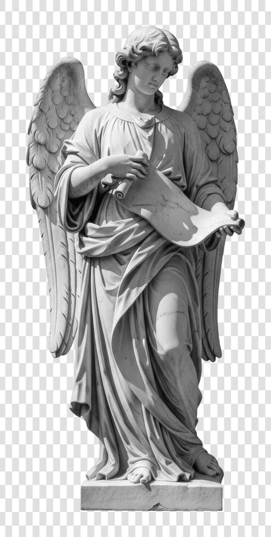 Foto Recortada Estátua Anjo Mensageiro PNG Fundo Transparente