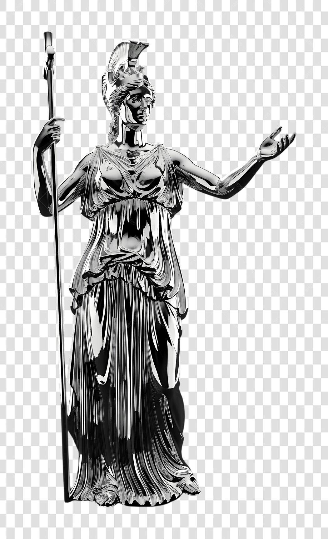 Elemento 3D Estátua Atena Mitologia Grega PNG Fundo Transparente