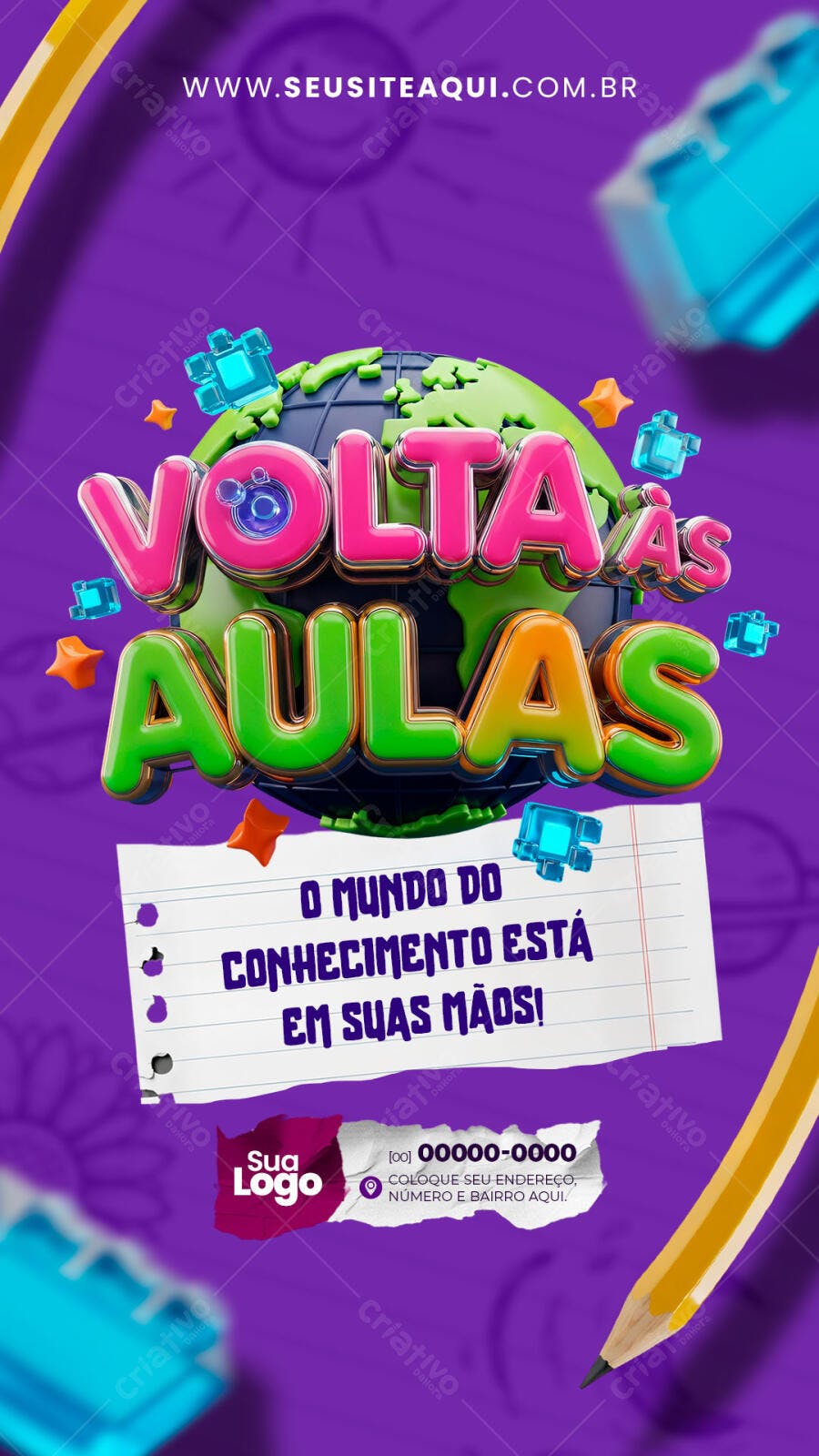 Story Instagram Volta às Aulas Educação PSD Editável