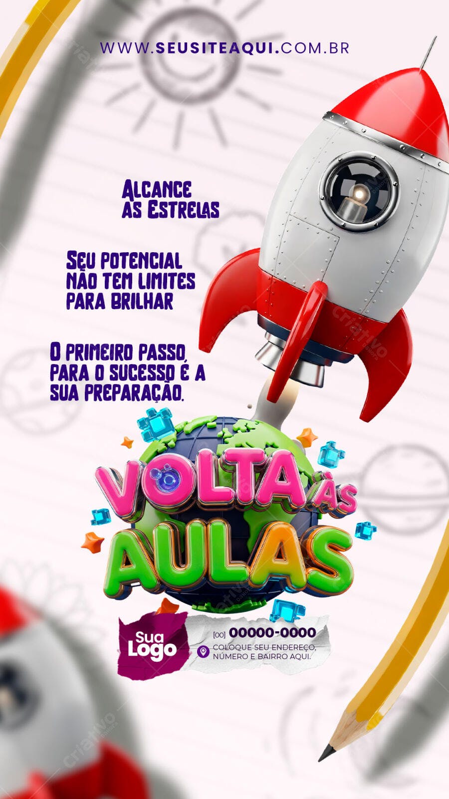 Story Instagram Volta às Aulas Educação PSD Editável