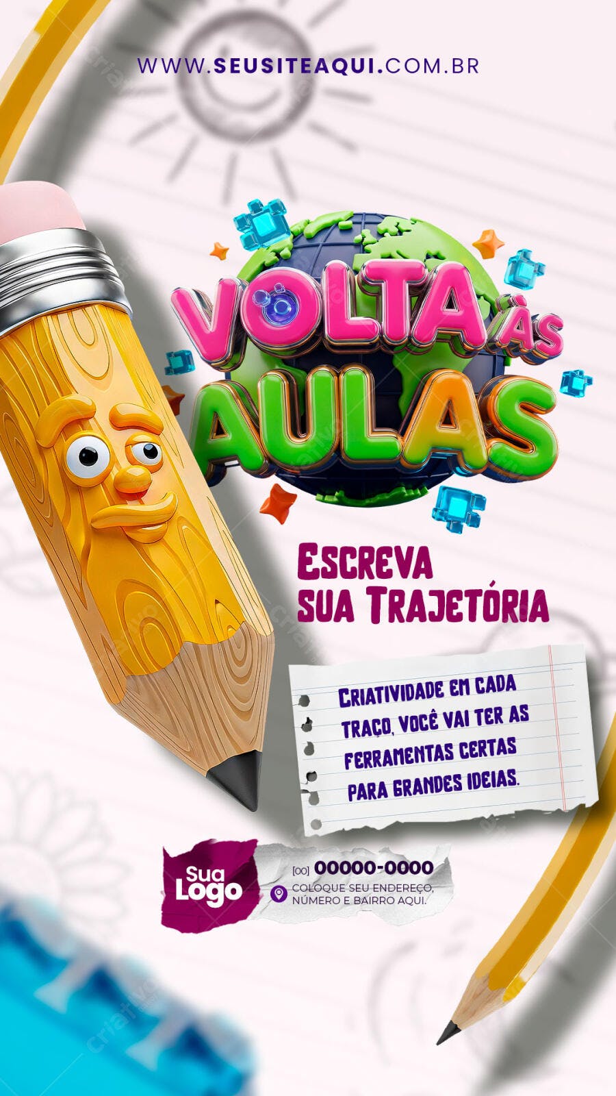 Story Instagram Volta às Aulas Escola PSD Editável