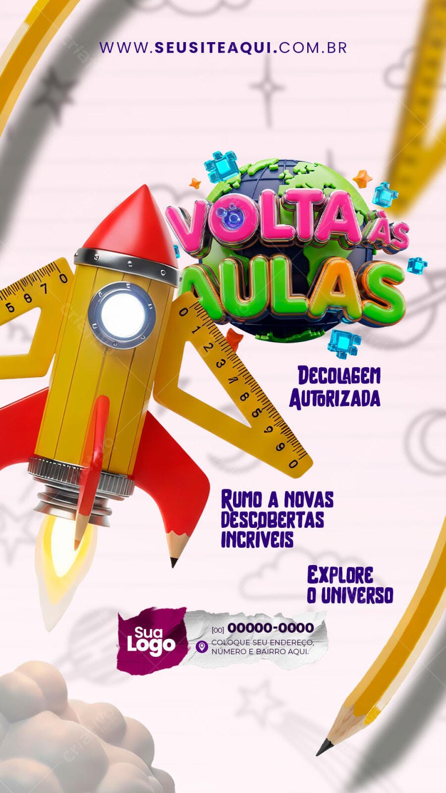 Story Instagram Volta às Aulas Educação PSD Editável