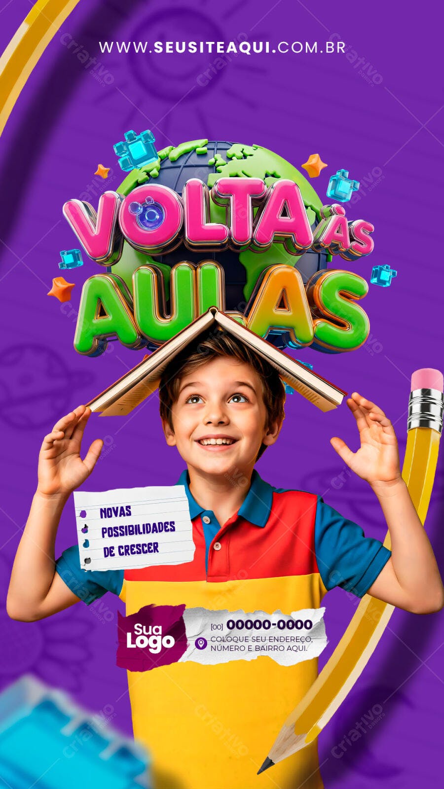 Story Instagram Volta às Aulas Escola PSD Editável
