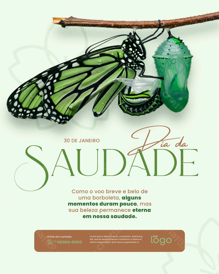 Post Instagram Dia da Saudade Borboleta PSD Editável