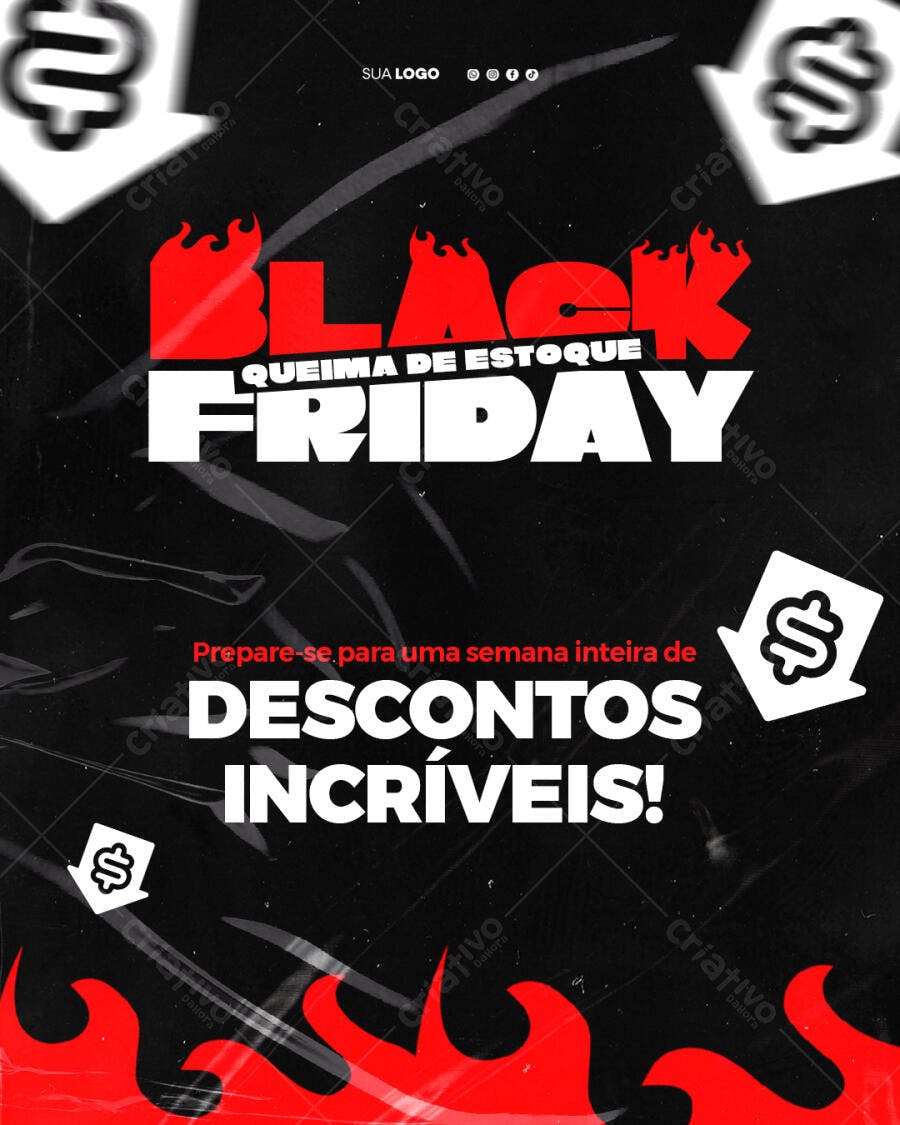 Flyer Black Friday Queima de Estoque PSD Editável