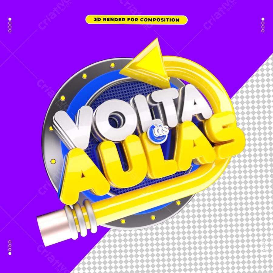 Volta às Aulas 3D PNG Transparente Editável