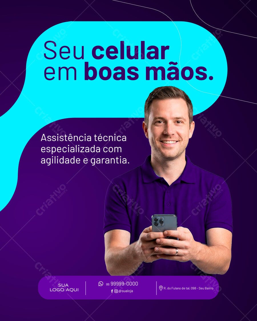 Post Instagram Assistência Técnica Celular PSD Editável