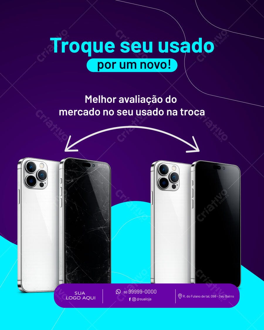 Post Instagram Loja Celular Troca Usado PSD Editável