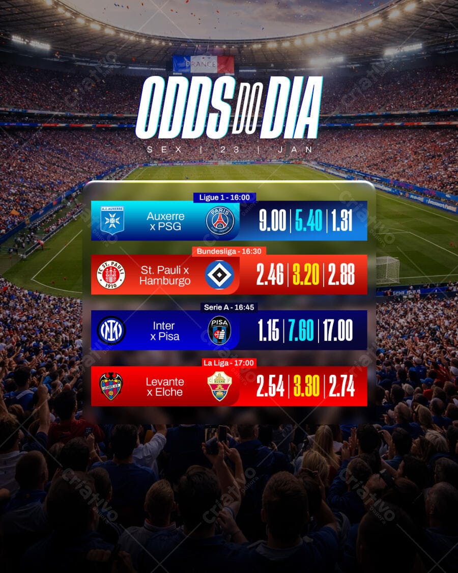 Post Instagram Odds do Dia Futebol Apostas PSD Editável