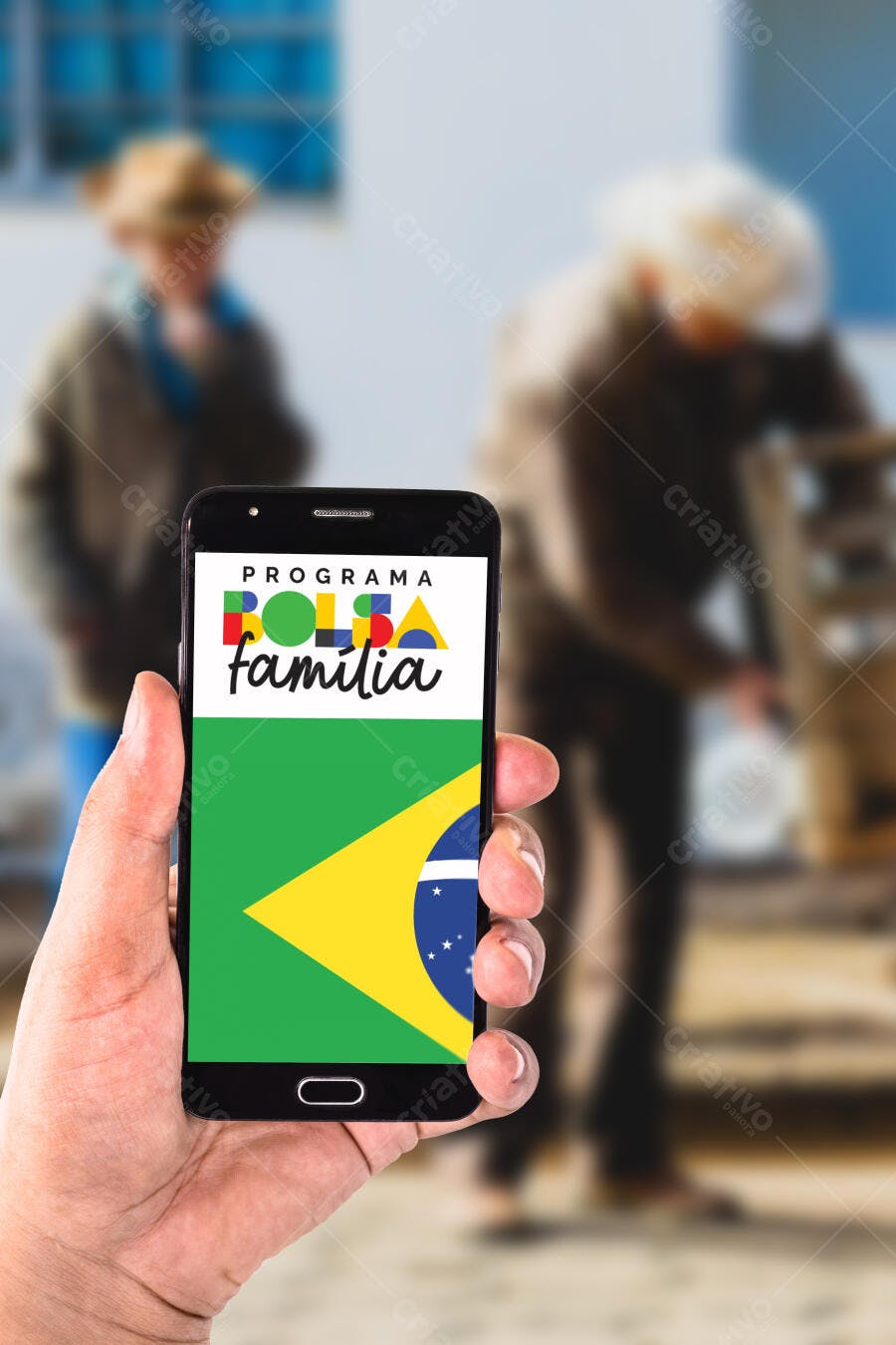 Foto Mão Segurando Celular Programa Bolsa Família Brasil