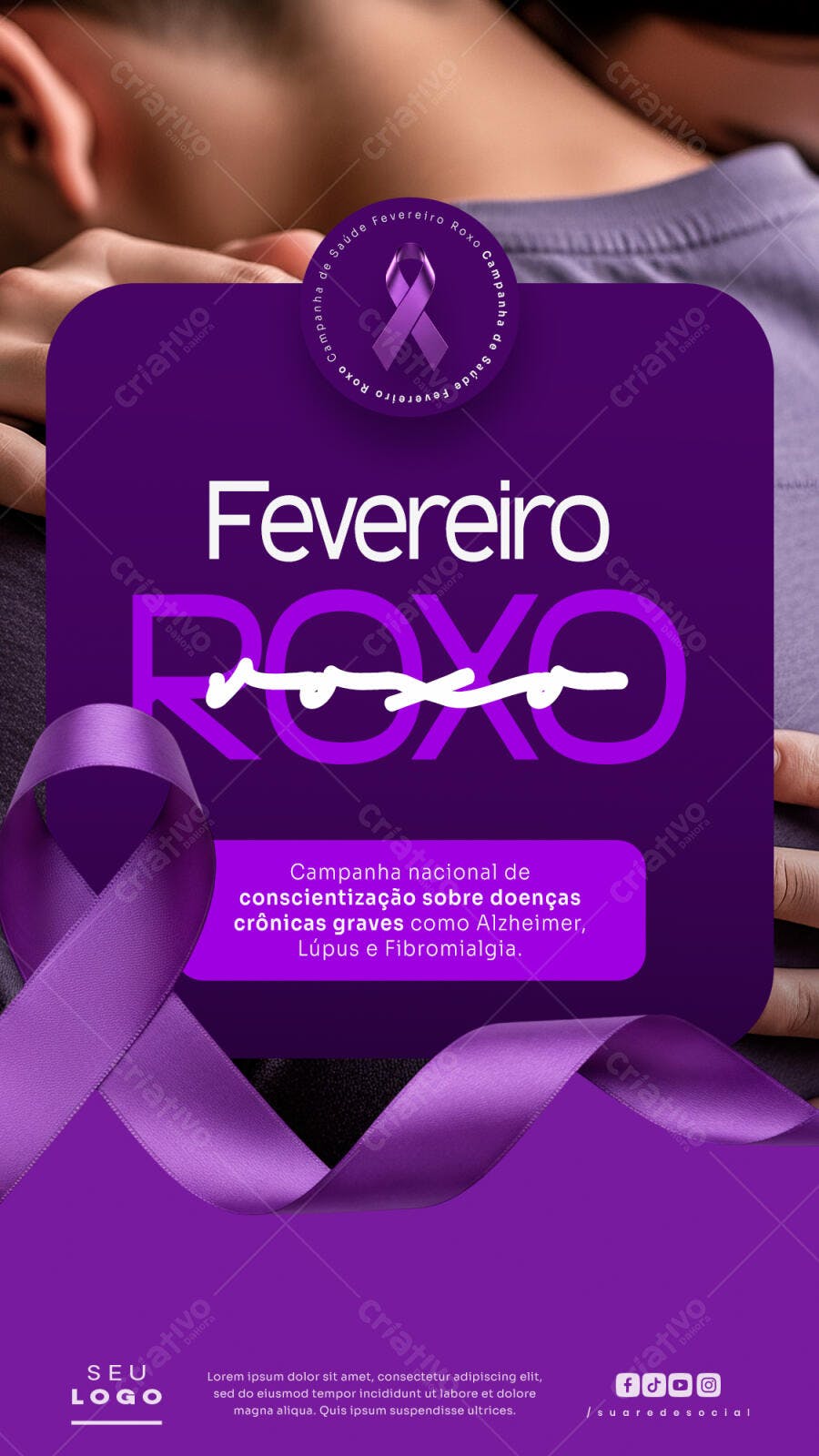 Story Instagram Fevereiro Roxo Saúde PSD Editável