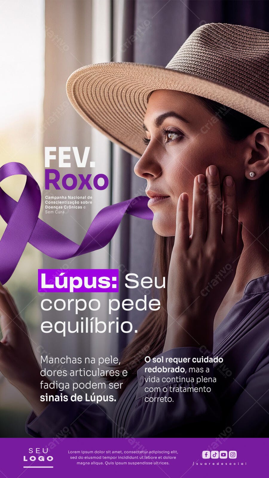 Story Instagram Fevereiro Roxo Lúpus PSD Editável
