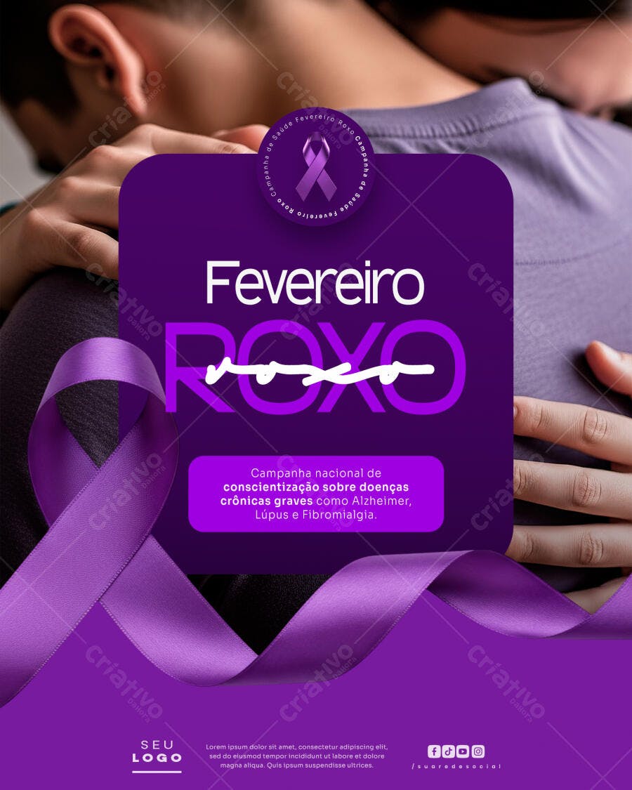 Post Instagram Fevereiro Roxo Conscientização PSD Editável