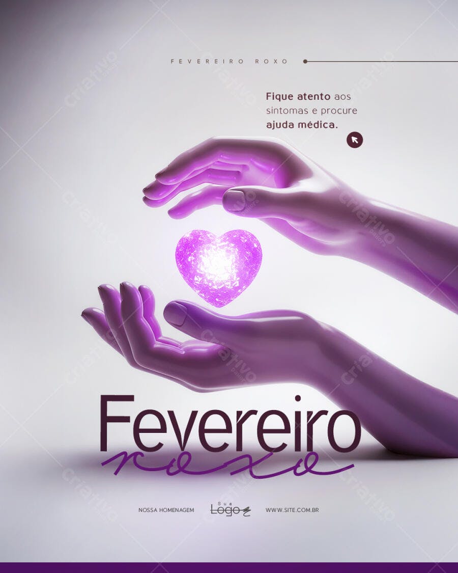 Post Fevereiro Roxo Conscientização Saúde PSD Editável