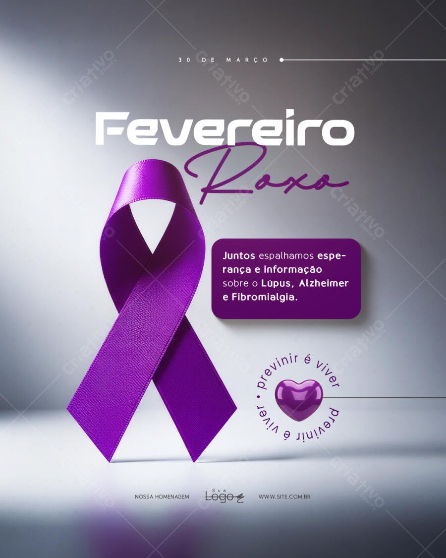 Post Instagram Fevereiro Roxo Conscientização PSD Editável