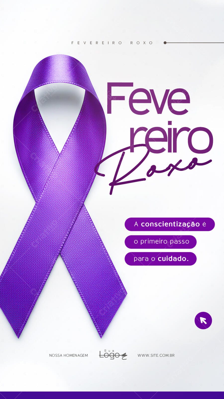 Story Instagram Fevereiro Roxo Conscientização PSD Editável