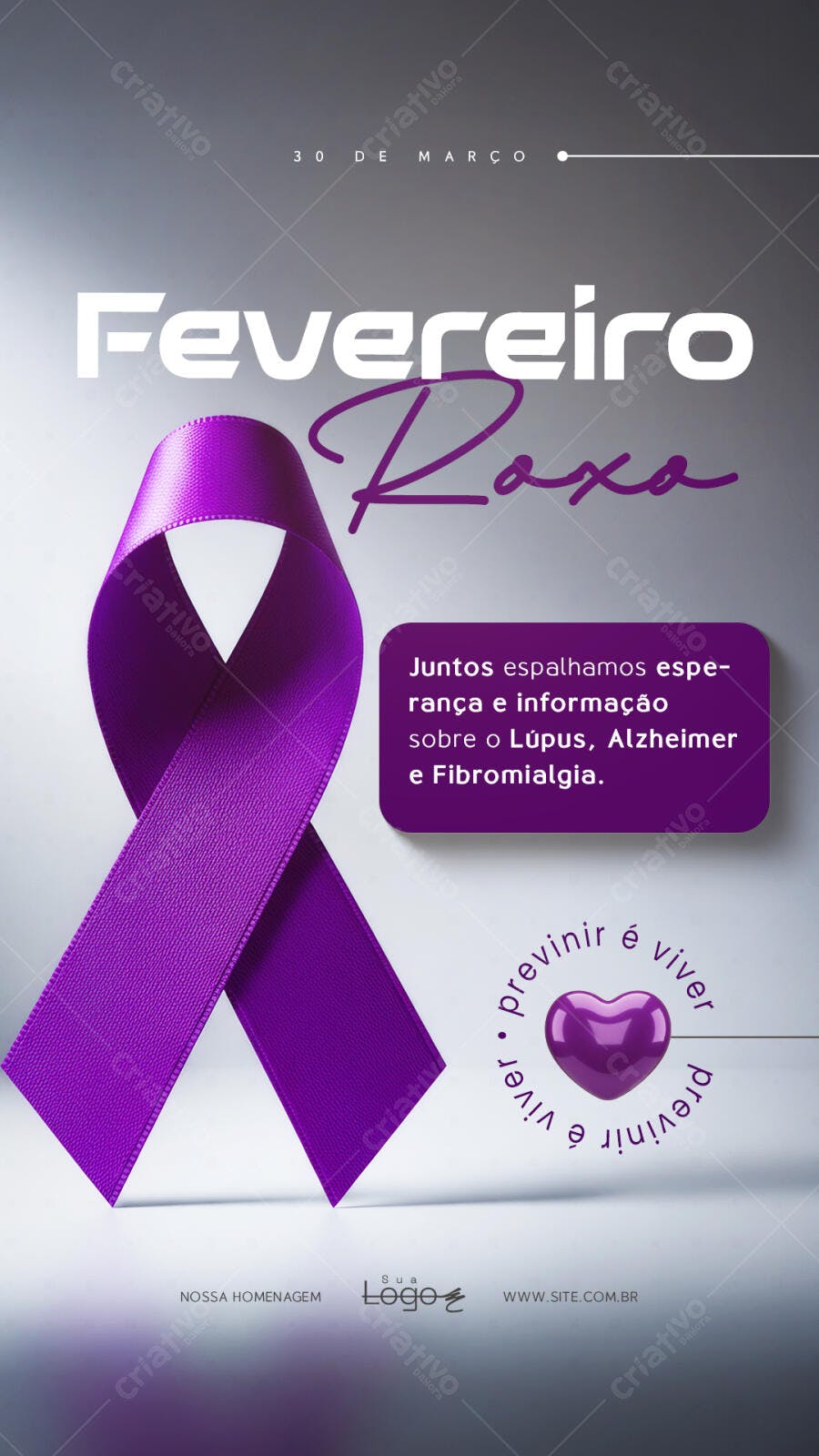 Story Instagram Fevereiro Roxo Saúde PSD Editável