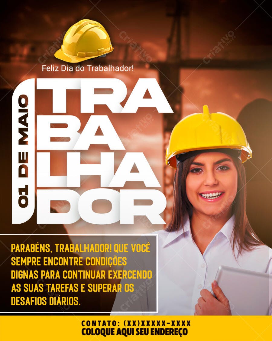 Post Dia do Trabalhador 1 de Maio PSD Editável