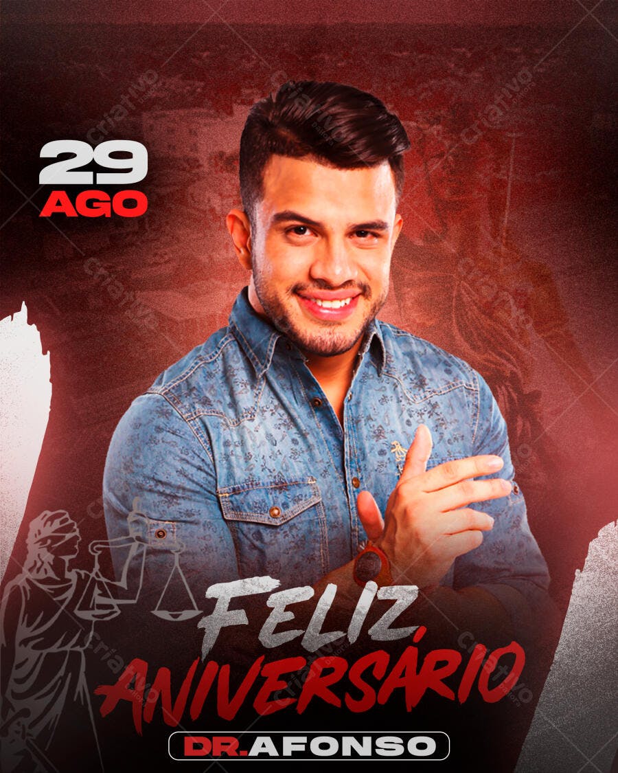 Post Instagram Feliz Aniversário Advogado PSD Editável