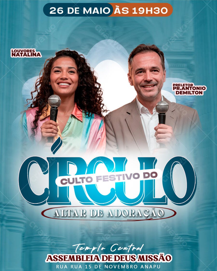 Flyer Culto Festivo Igreja Evangélica PSD Editável