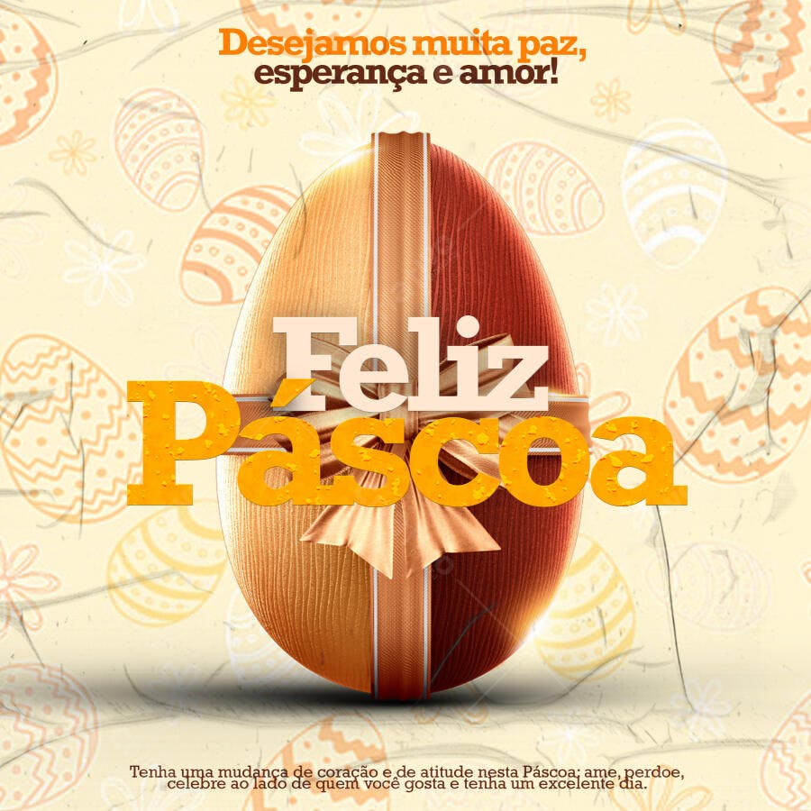 Post Instagram Páscoa Feliz Ovo Chocolate PSD Editável