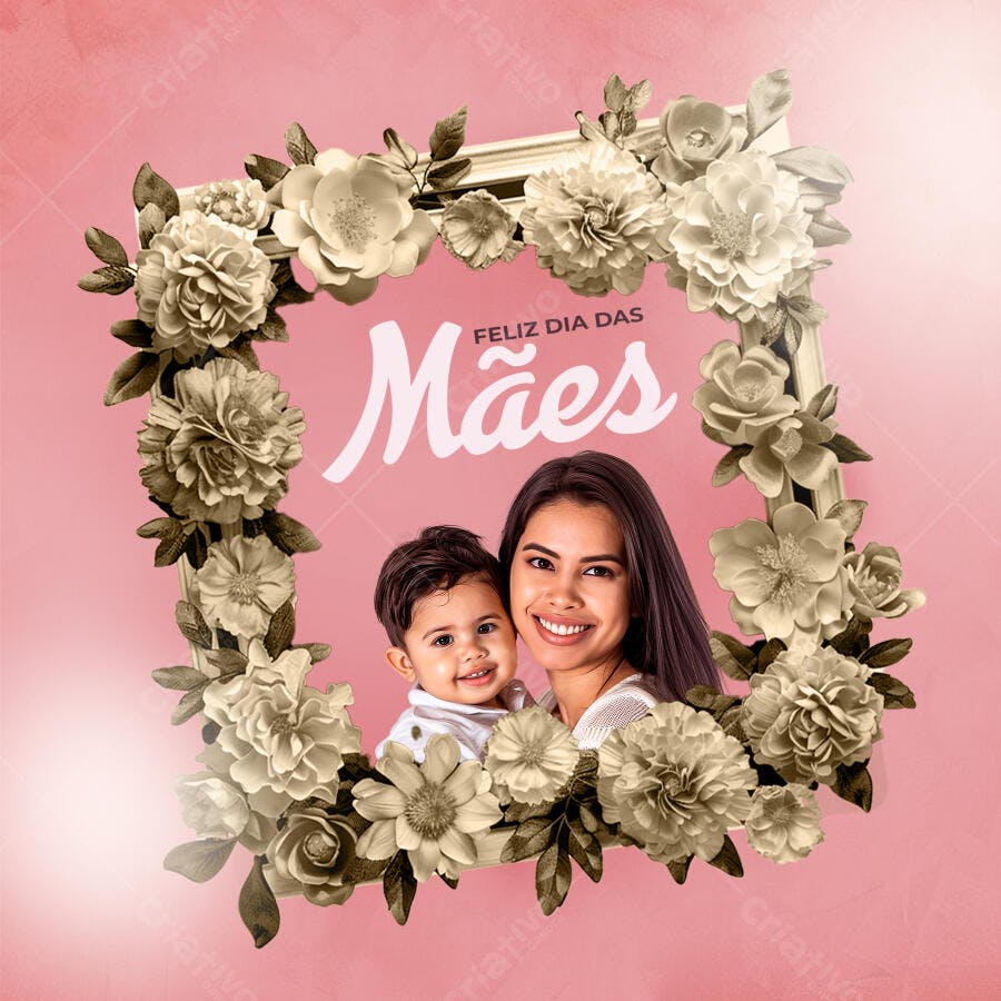 Post Instagram Dia das Mães Floral PSD Editável