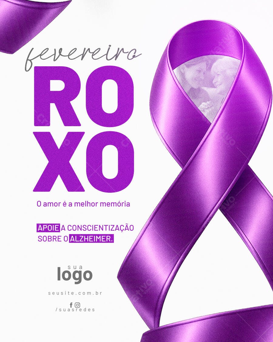 Post Fevereiro Roxo Conscientização Alzheimer PSD Editável
