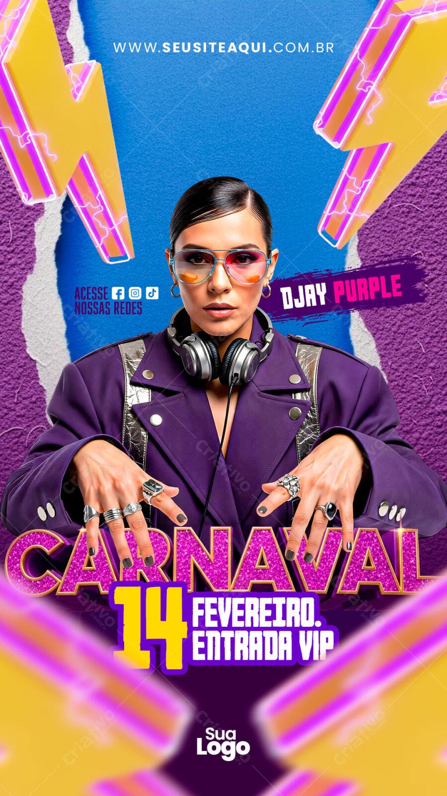 Story Instagram Carnaval 14 Fevereiro Balada PSD Editável