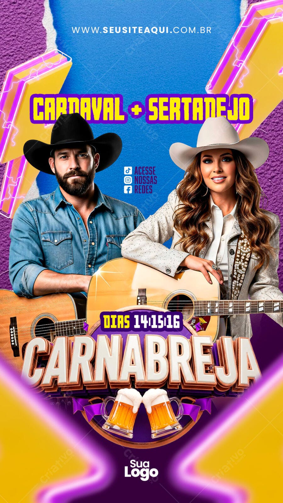 Story Instagram Carnabreja Carnaval Sertanejo PSD Editável