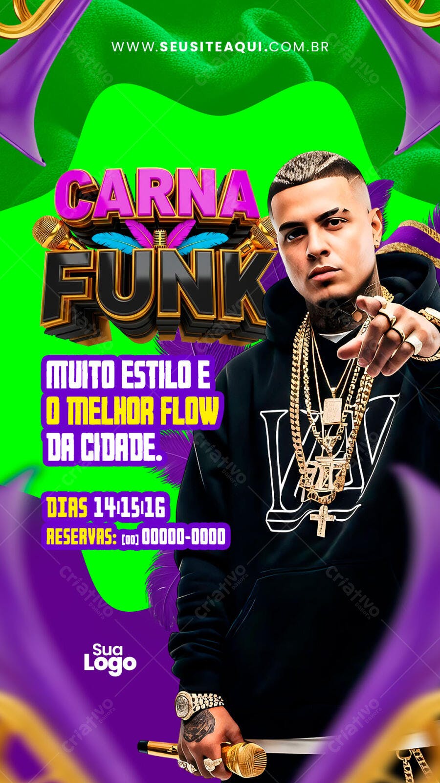 Story Instagram Carnafunk Carnaval Fevereiro PSD Editável