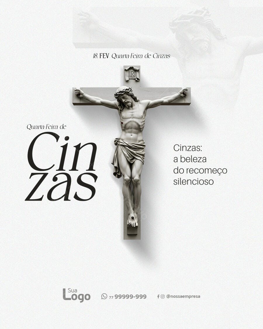 Post Instagram Quarta-feira de Cinzas PSD Editável