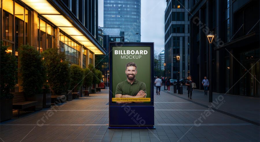 Mockup Outdoor Billboard Digital Rua Noturna Editável