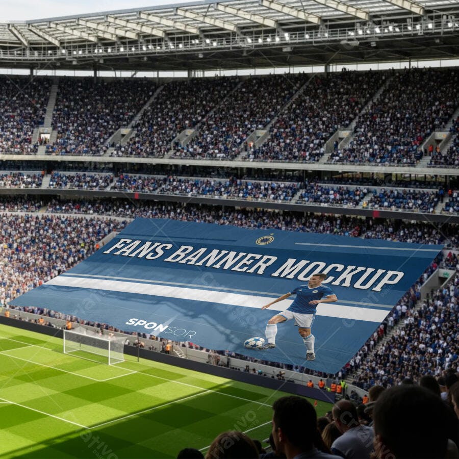 Mockup Banner Torcida Estádio Futebol Editável