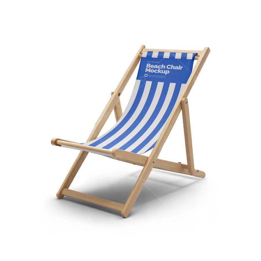 Mockup Cadeira de Praia Listrada Azul e Branca Editável