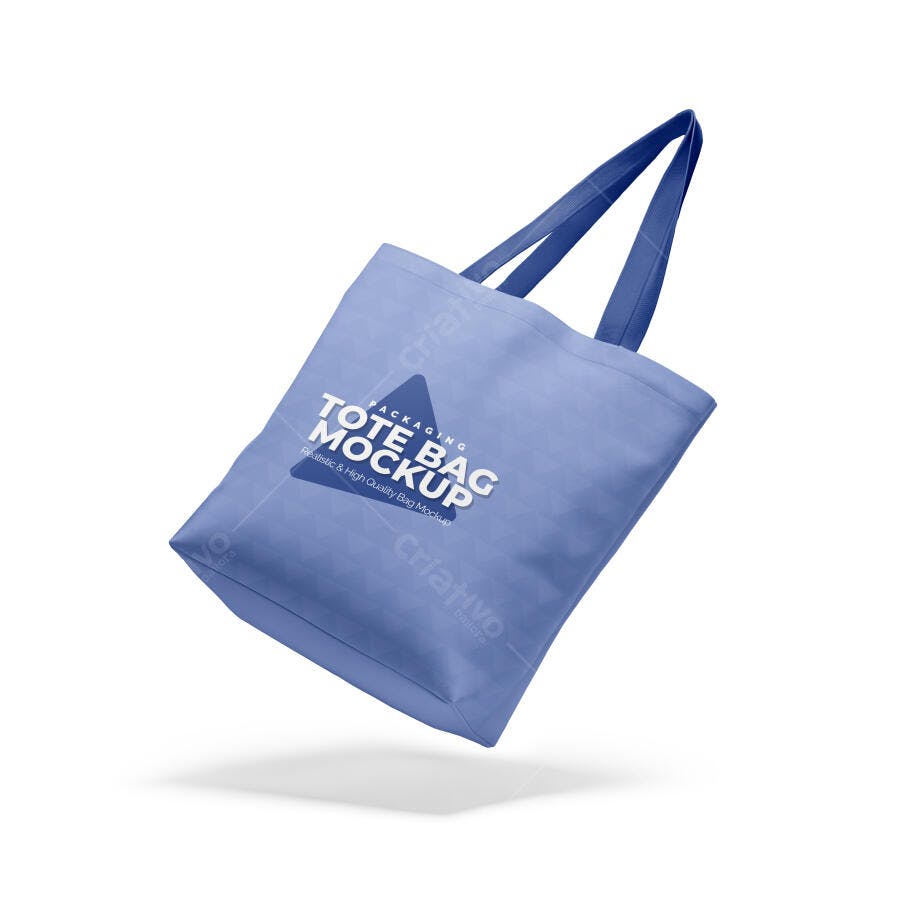 Mockup Sacola Tote Bag Flutuando Fundo Branco Editável