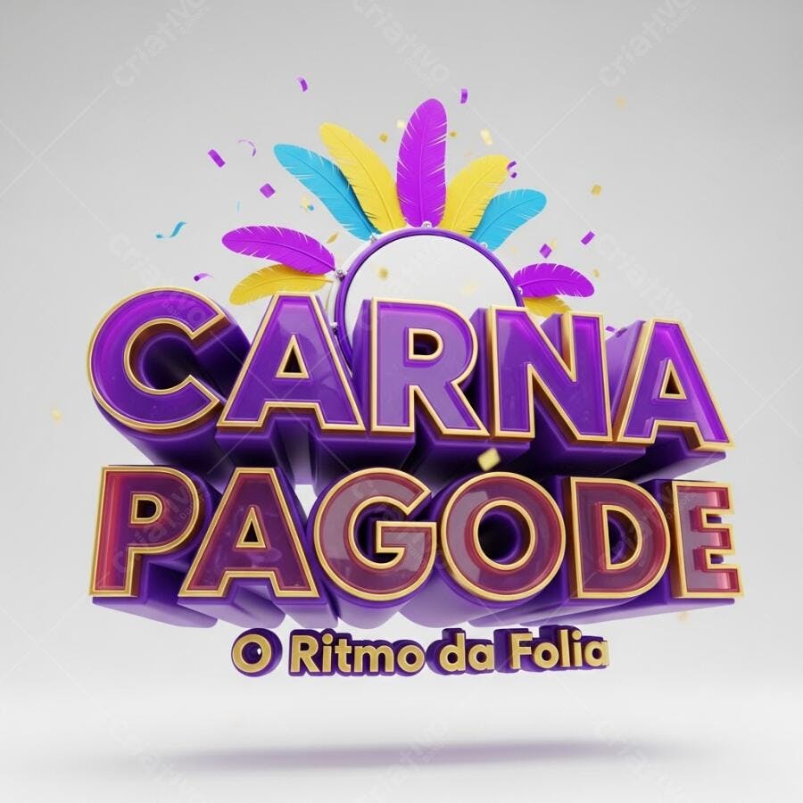 Carnaval Pagode 3D com Adereço de Penas e Confetes